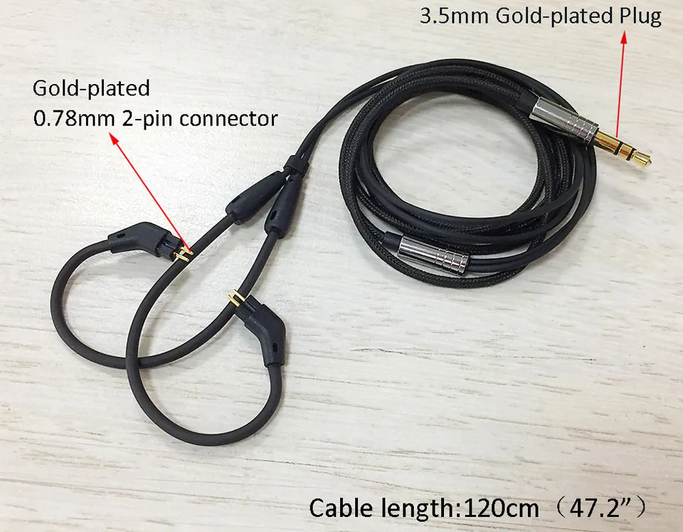 2 Pin Connector Earphone Cable Wire 