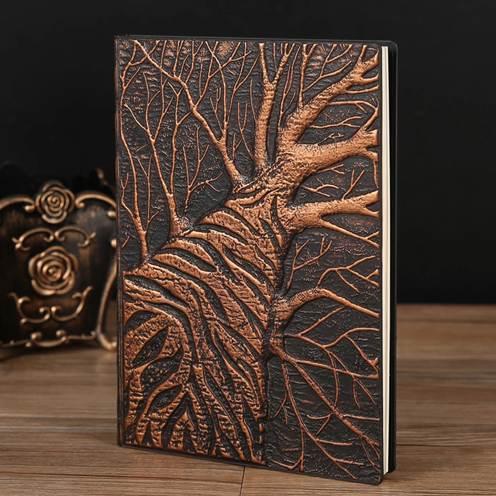 

Vintage Birthday Gift Retro PU Leather Notebook A5 Lined Travel Journal Writing Handmade Embossed Diary Hardcover Anniversary