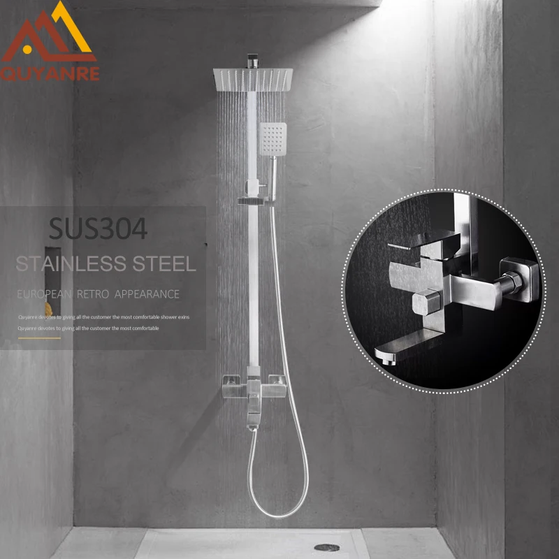Quyanre SUS304 Stainless Steel Shower faucets Set Brushed Nickel Bath