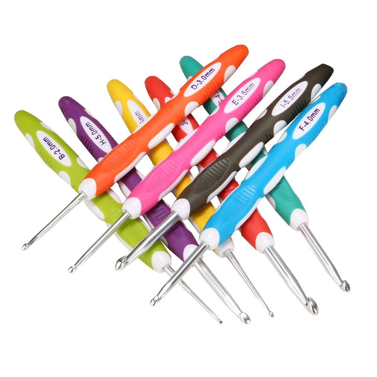 9pcs/set 2-6mm 165mm Multi Colour Plastic Aluminum Crochet Hooks Yarn Knitting Needles Set  for DIY Craft Tools Yarn Weave Craft