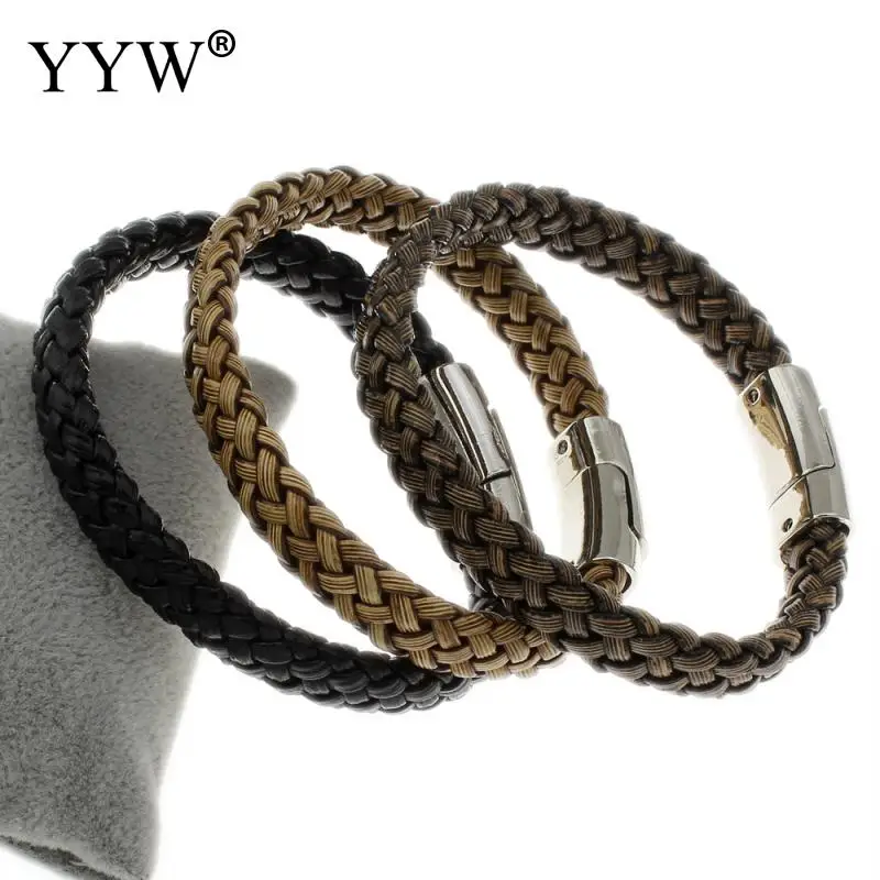 Unisex Bracelet PU Leather with Zinc Alloy plated 10x5mm Sold Per