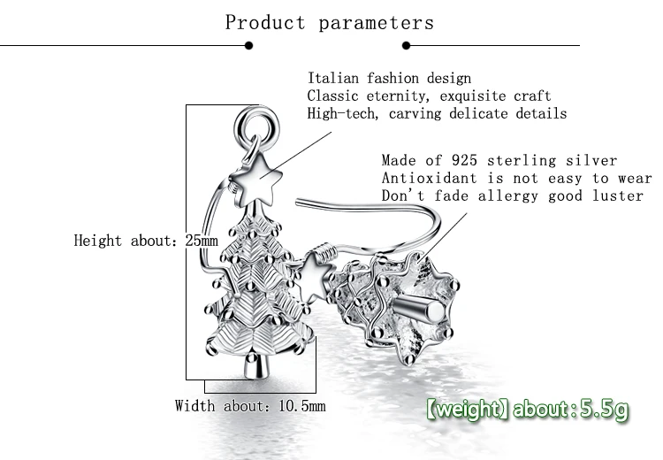 Модные женские серьги из стерлингового серебра 925 пробы, милые серьги с подвеской в виде рождественской елки, женские популярные ювелирные изделия, рождественский подарок