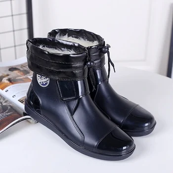 

2019 Men Rain Boots Short Tube Non-slip Waterproof Shoes Low To Help Work Rubber Shoes Car Wash Boots Fishing Rain Boots Men 297