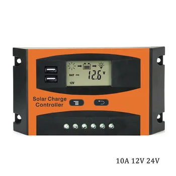 

LCD 10A 12V 24V Solar Panel Charger with two 5V USB Solar Panel System generator cell Panel Charger Battery Battery