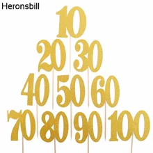 Heronsbill 6 шт. 10 20 30 40 50 60 70, 80, 90, 100 лет, платья на день рождения, в виде пирожного в чашке с топперы для взрослых вечерние украшения поставки 30th 60th