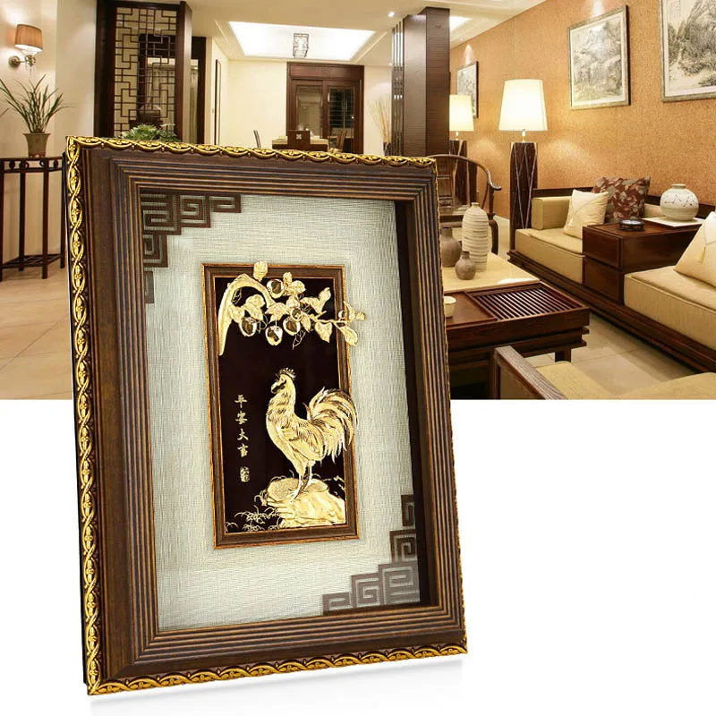 3D Chinese painting Gold Chicken pictures 24K Gold foil painting Poster wall art pictures Desktop Ornaments Crafts home decor 3D Chinese painting Gold Chicken pictures 24K Gold foil painting Poster wall art pictures Desktop Ornaments Crafts home decor