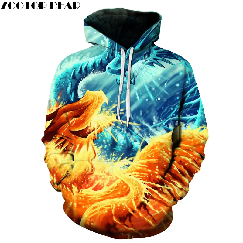 Goede Ice Fire Dragon Gedrukt 3D Hoodies Sweatshirts Mannen Vrouwen Plus 6XL Trui Skateboard Hip Hop Hooded Hoodie Mannelijke Trainingspakken