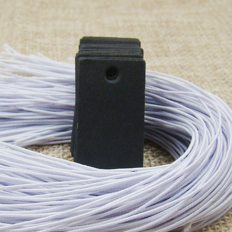 100PCS Handmade blank Tags +100PCS elastic strings Packaging Labels DIY Gift Tags Paper Card ...