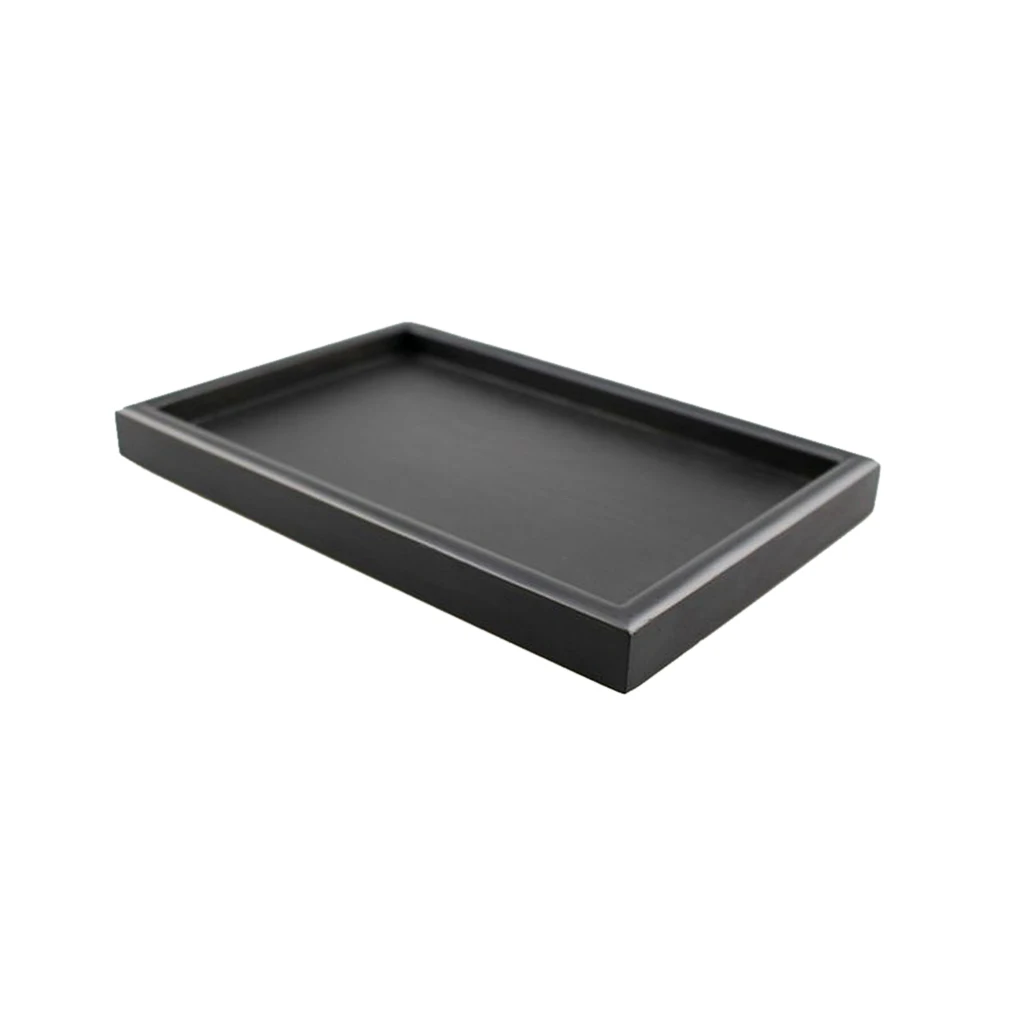 Natural Wood Serving Tray SPA Tea Food Server Dishes Platter Black Plate-XS