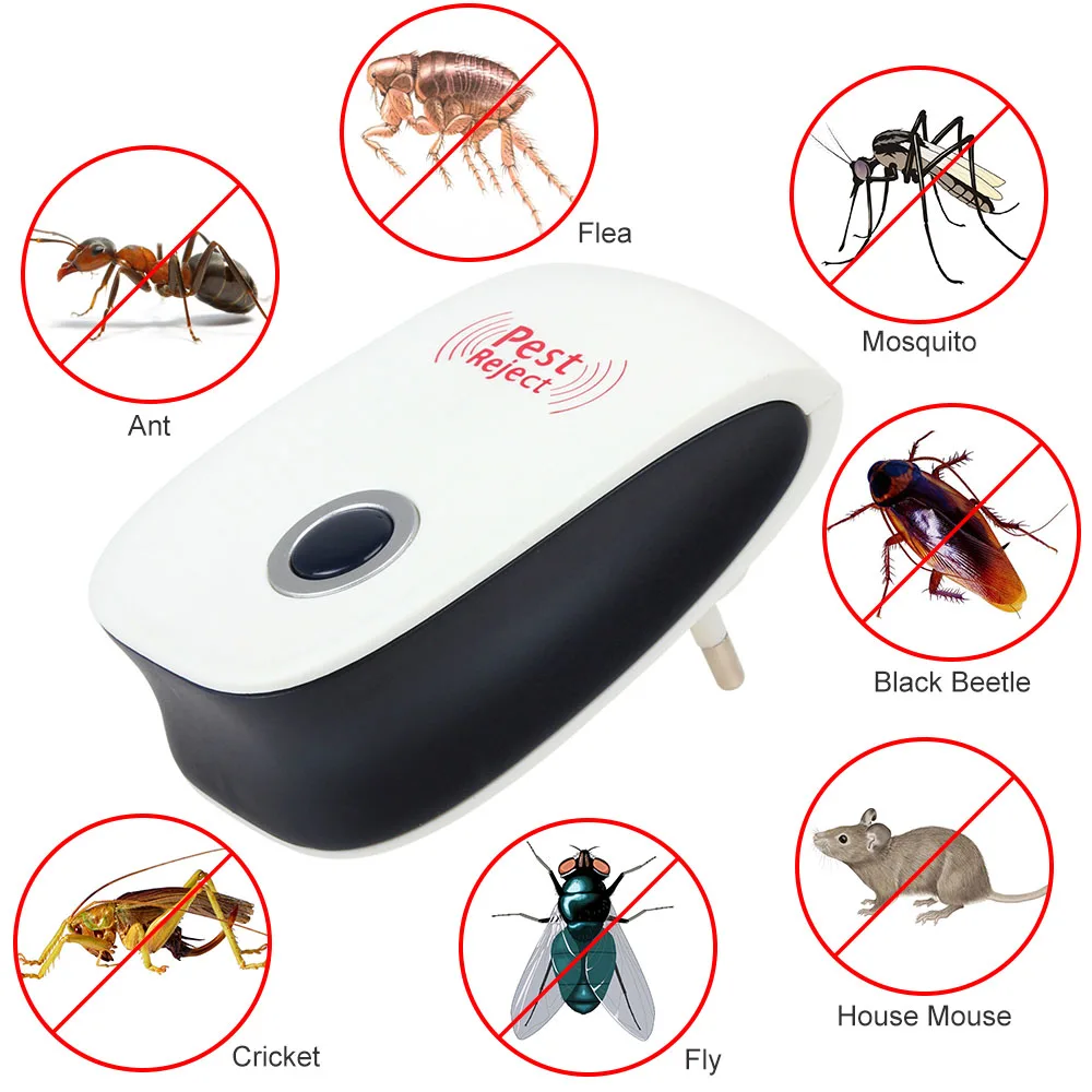 Enhanced Version Ultrasonic Electronic Pest Repeller Indoor Anti Mosquito for Lustrating Mouse Bug Mosquito Insect EU Plug