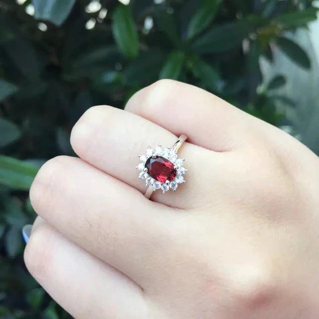 natural garnet engagement rings for women 925 sterling silver jewelry january birthstone halo oval gemstone adjustable - Garnet Wedding Rings natural garnet engagement rings for women 925 sterling silver jewelry january birthstone halo oval gemstone adjustable - Garnet Wedding Rings