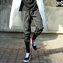 Новинка года Весна Мужская Личность модная повседневная штаны-шаровары плотные леггинсы до середины икры загрузки вырезать джинсы Большие размеры певица костюмы