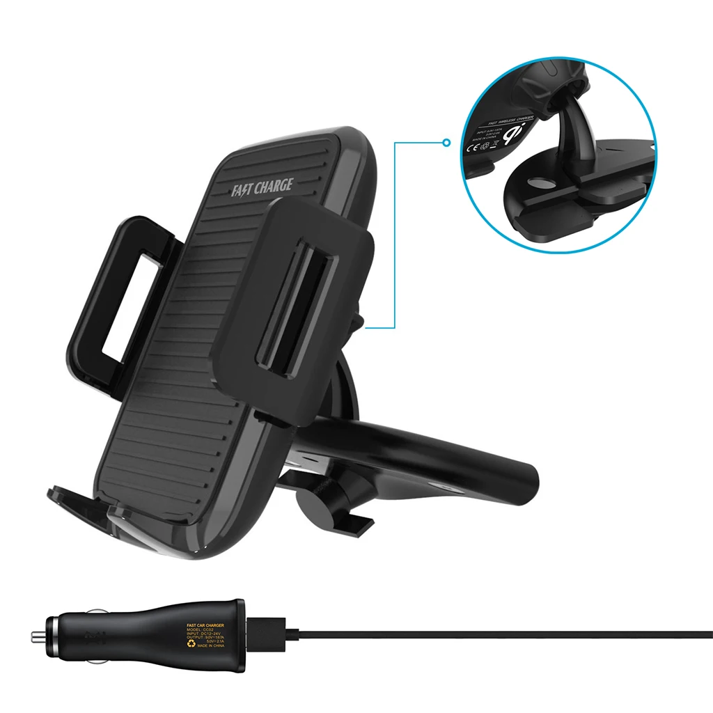

Car Qi Wireless Charger Phone Charging Stand CD Mount Holder For iphone 8 X S8 S7