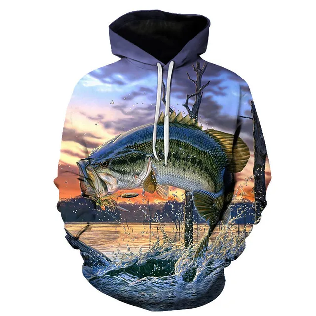 19 Pattern 3D Fishing Hoodies For Men/women Sweatshirts Fish Hooded