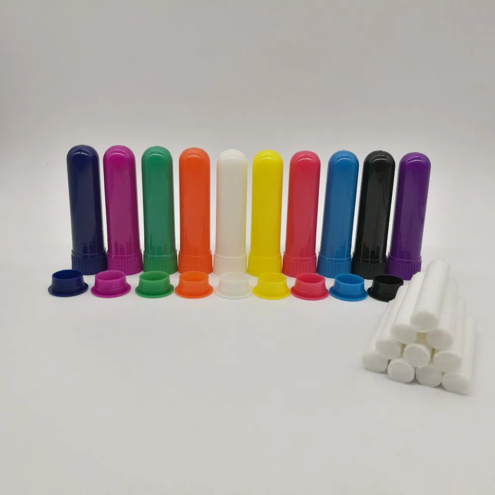 

Free shipping 100 sets/lot Aromatherapy Nasal inhaler blank for Essential Oil, nasal inhaler tube with high quality cotton wicks