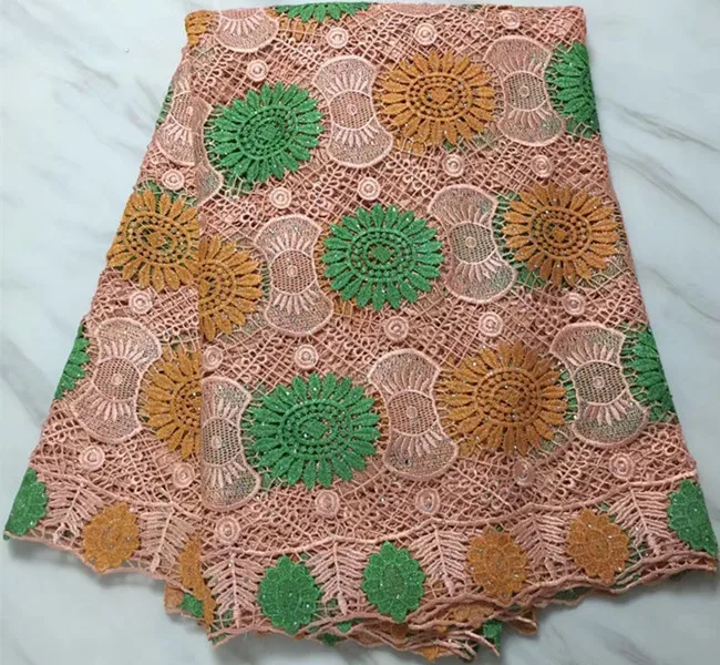 Популярная африканская кружевная ткань с камнем Африканский шнур кружевная ткань для свадьбы 5 ярдов нигерийская кружевная ткань гипюр кружевная ткань PL-E6 - Цвет: 3