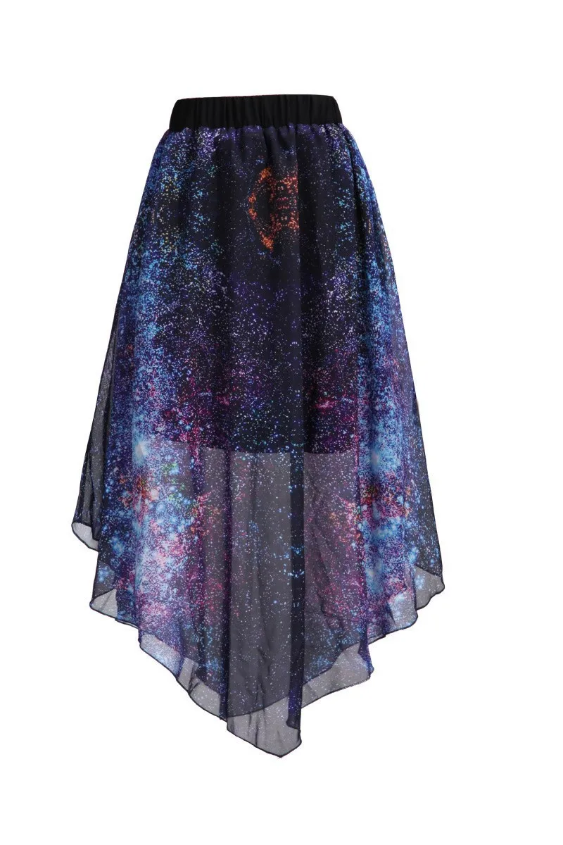 3D печатных harajuku galaxy swirl Высокая талия сексуальные юбки novely Летний стиль шифон оригинальные юбки женская одежда - Цвет: as show