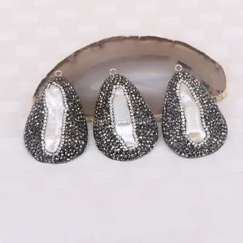 

4pcs Nature Pearl Beads Fashion paved crystal pendant charms