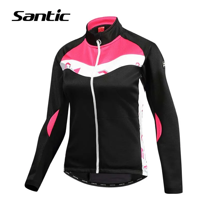 

Santic Cycling Windproof Jacket Warm Road Mountain Bike Jacket Women Winter Fleece Thermal Bicycle Clothing Riding Wind Coat