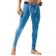 Теплые кальсоны для мужчин плед печати термобелье длинные кальсоны теплые леггинсы Hombre Сексуальная U мешок хлопок зима мужской молодежи
