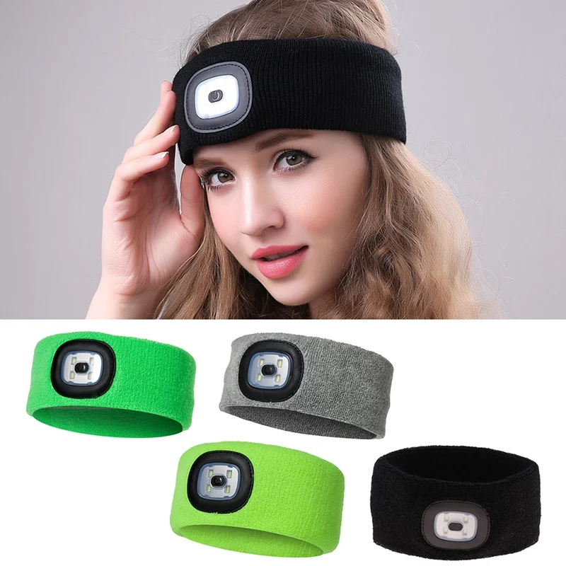 

Fishing Headband With Detachable LED Light Women Men Knitted Headlamp Hunting Sportswear Accessory