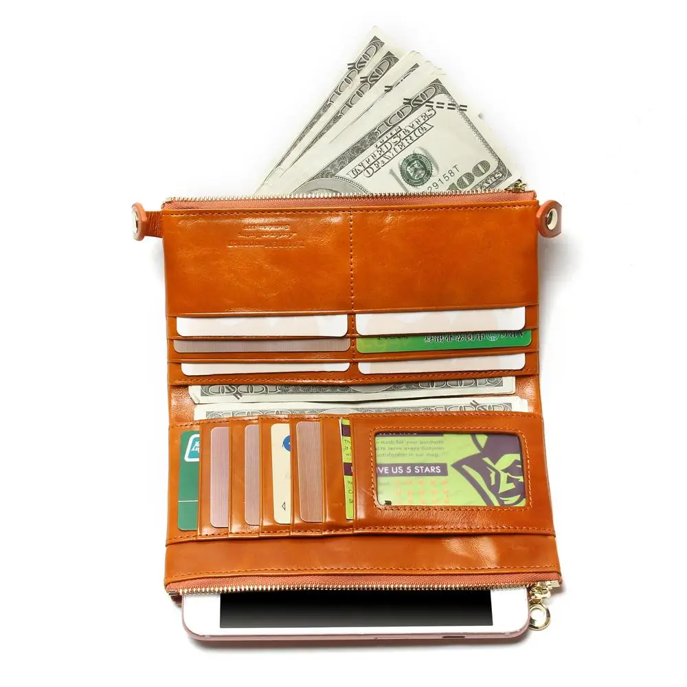 Дешево Женские кошельки, натуральная кожа, средней длины, органайзер, кошелек, масло, воск, Воловья кожа, на застежке, Ретро стиль, женский клатч, ...