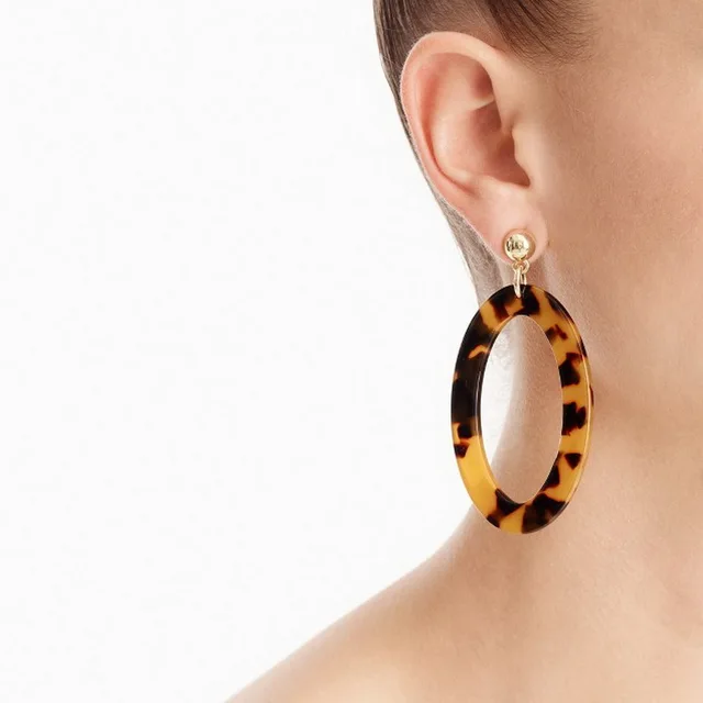 8 Colors Acrylic Oval Drop Tortoise Earrings Light Weight Cut Out 8 Colors Acrylic Oval Drop Tortoise Earrings Light Weight Cut Out Resin Hollow Round Dangle