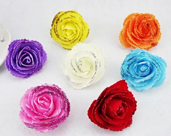 

2017 New 100pcs/lot 7cm Gold Powder Foam Rose Heads Real Touch DIY Wedding Table Centerpieces New Kissing Balls For Weddings