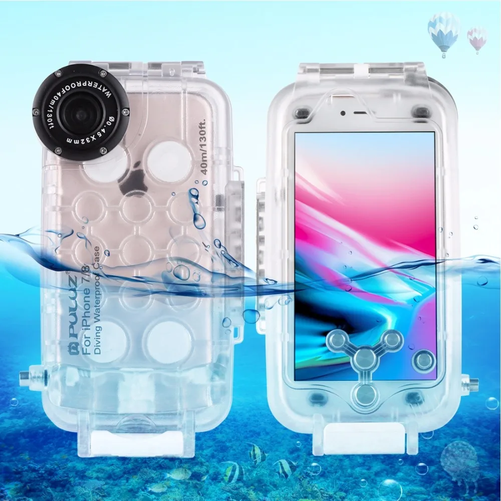

IPX8 40M Underwater Diving Waterproof Case Cover Protective Housing Cage for iPhone 7 7plus 8 8plus Smartphones