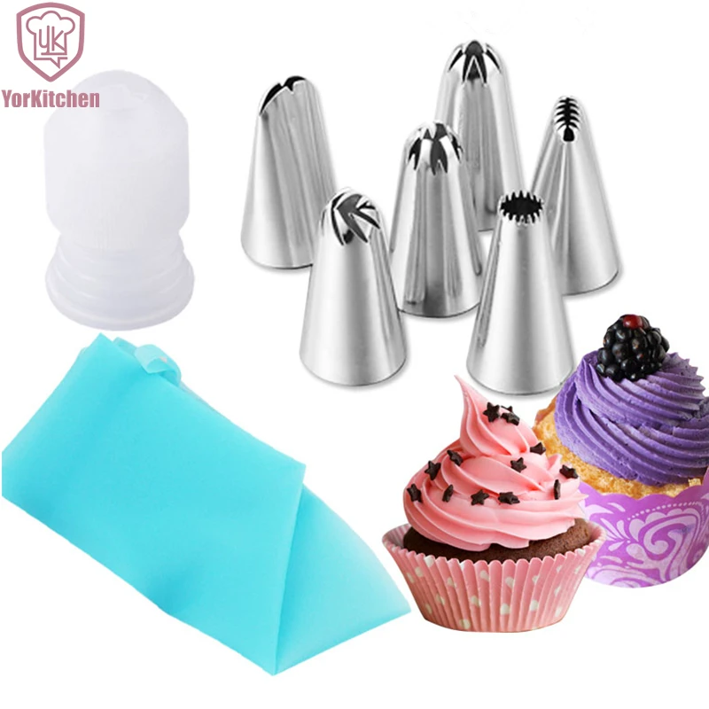 Free Shipping 8pcs Stainless Steel Decorating Cake Tool Decorating Tip