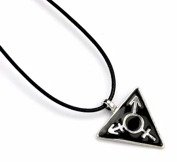

Dark Black Transgender Necklace Male Female Symbol Triangle Gay Pendant Rainbow LGBT Necklace Homosexual Jewelry Cord Chokers