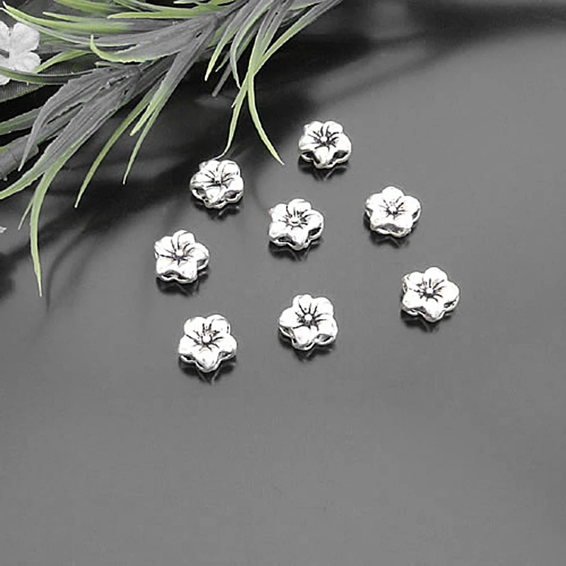 

(21147)50PCS 12MM Antique Silver Zinc Alloy Flower Charms Pendants Diy Jewelry Findings Accessories Wholesale