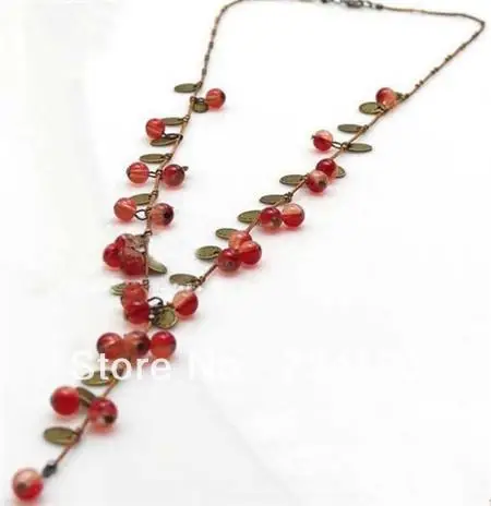 

Fashion Jewelry For Women Korean Fashion Vine Red Cherry Necklace Hot Sales