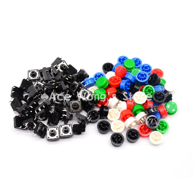 100PCS Black head Tactile Push Button Switch Momentary 12 12 7 3MM Micro switch button 5