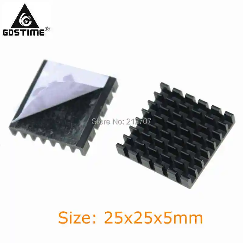 

50 Pieces/lot 25x25x5mm 3M Tapes Heat Sink Cooling Heatsinks Aluminum Radiator