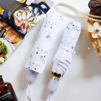 

Korea small fresh cartoon kitten umbrella female folding automatic umbrella ultra light windproof umbrella rain women paraguas