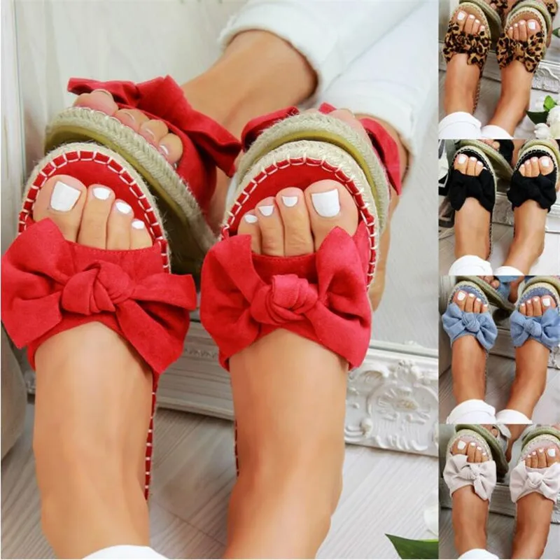 

Bow Women Slippers Female Slippers Open Toe Casual Shoes Ladies Outdoor Beach Torridity 2019 New Flops Dropshipping