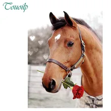 DIY фото на заказ Алмазная картина вышивка крестиком 5D полная мозаика Алмазная вышивка, лошади Роза рукоделие для украшения дома, искусство