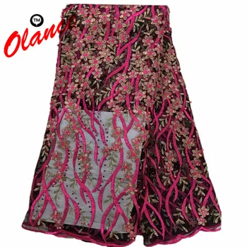 

For Sale! 5 colors with same color beads and sunshine rhinestones magic vines design BL2 French Tulle Lace Fabric