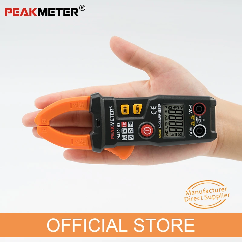 Официальный PEAKMETER PM2016S умный мини цифровой AC клещи мультиметр с сопротивлением частоты данных удержания NCV тестер