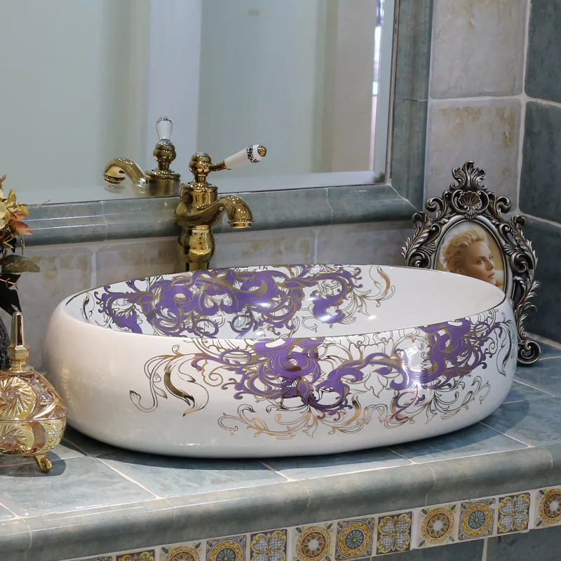 Oval Shape Artistic Hand Maded Painted Ceramic Porcelain Wash Oval Shape Artistic Hand Maded Painted Ceramic Porcelain Wash Basin Lavabo Sink Bathroom Manufacturer In Sinks From Home