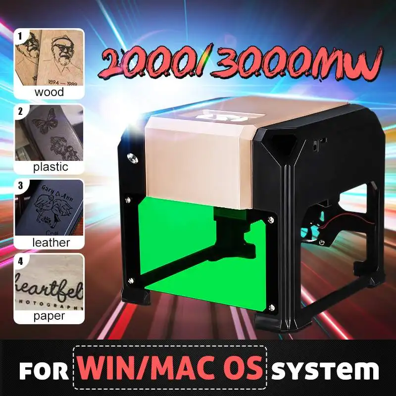 

3000MW Desktop Laser Engraving Machine Logo Marking FOR WIN/Mac OS System Wood Router CNC Laser Carving Machine Range 80x80mm