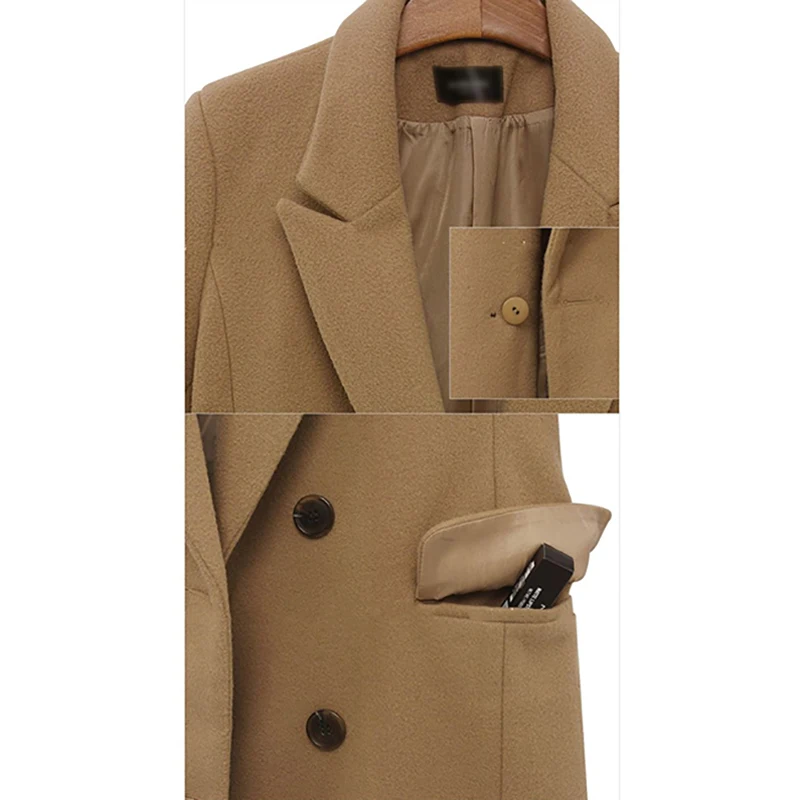 Осенне-зимний костюм Блейзер Женский формальная шерстяная куртка пальто для работы в офисе женские костюмы с длинным рукавом и блейзер размера плюс 5XL