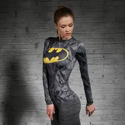 Девин du Для женщин футболка Комбинезоны Костюм Супермена/Бэтмен футболка с длинными рукавами для девочек Фитнес Колготки для