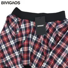 BIVIGAOS Korean Women’s Cotton Casual Fake Two Piece Plaid Shirt Leggings Gothic Bottom Skirt Pants Workout Leggings Women