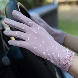 Леди солнце Экран перчатки для девочек летние кружевные Варежки женские модели Elastictouch Экран Luva Anti UV вождения Открытый Guantes B-8363