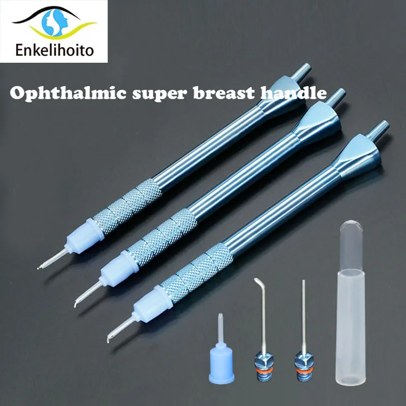 Microscopic instrument ophthalmology high quality titanium alloy super breast injection handle with blue sleeve straight elbow 5