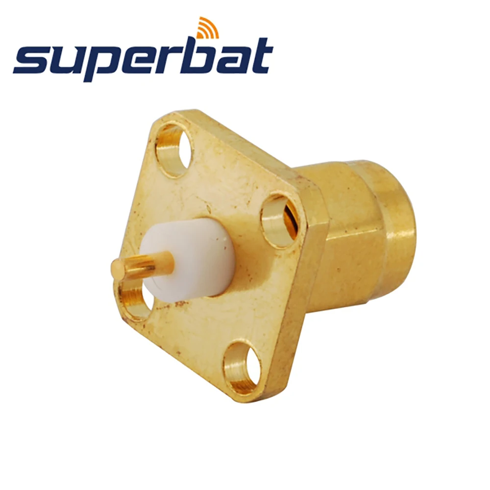 Superbat RP-SMA WiFi Antenna Connector 4 hole Panel Mount Male Plug with Extended Dielectric Solder Post Terminal 10PCS - Цена: 