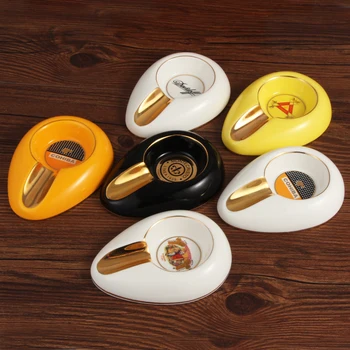 

GALINER Mini Cigar Ashtray Ceramic Round Tobacco Cigar Accessories Single Cigar Holder For COHIBA Cigars