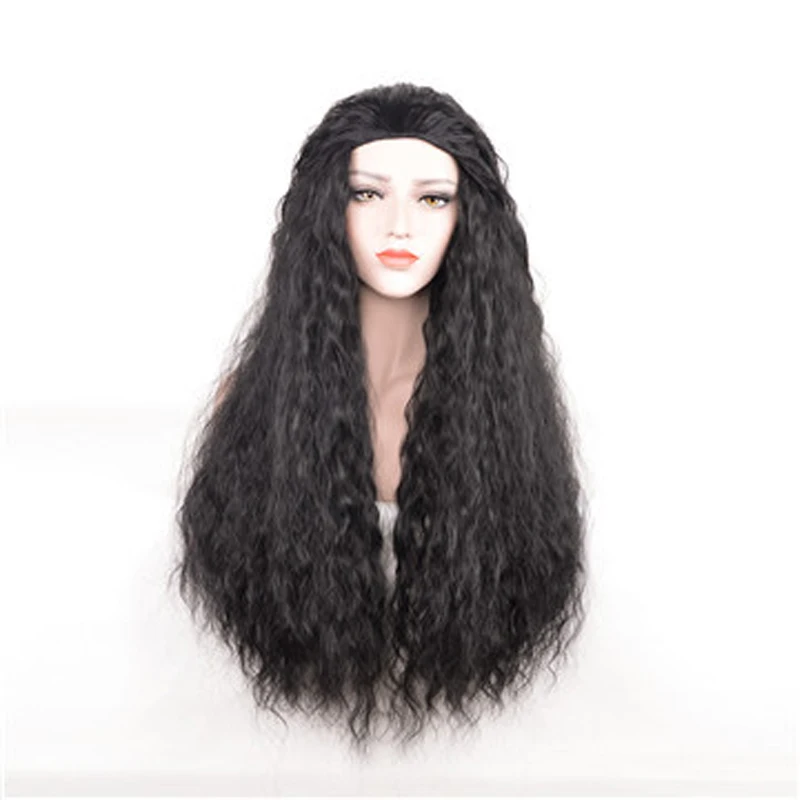 Anime Costumes Girls Adult Animie Polynesia princess Moana Wig 80cm Long Wavy Synthetic Hair Costume Wigs (Black /Brown) +Wig Cap french maid outfit